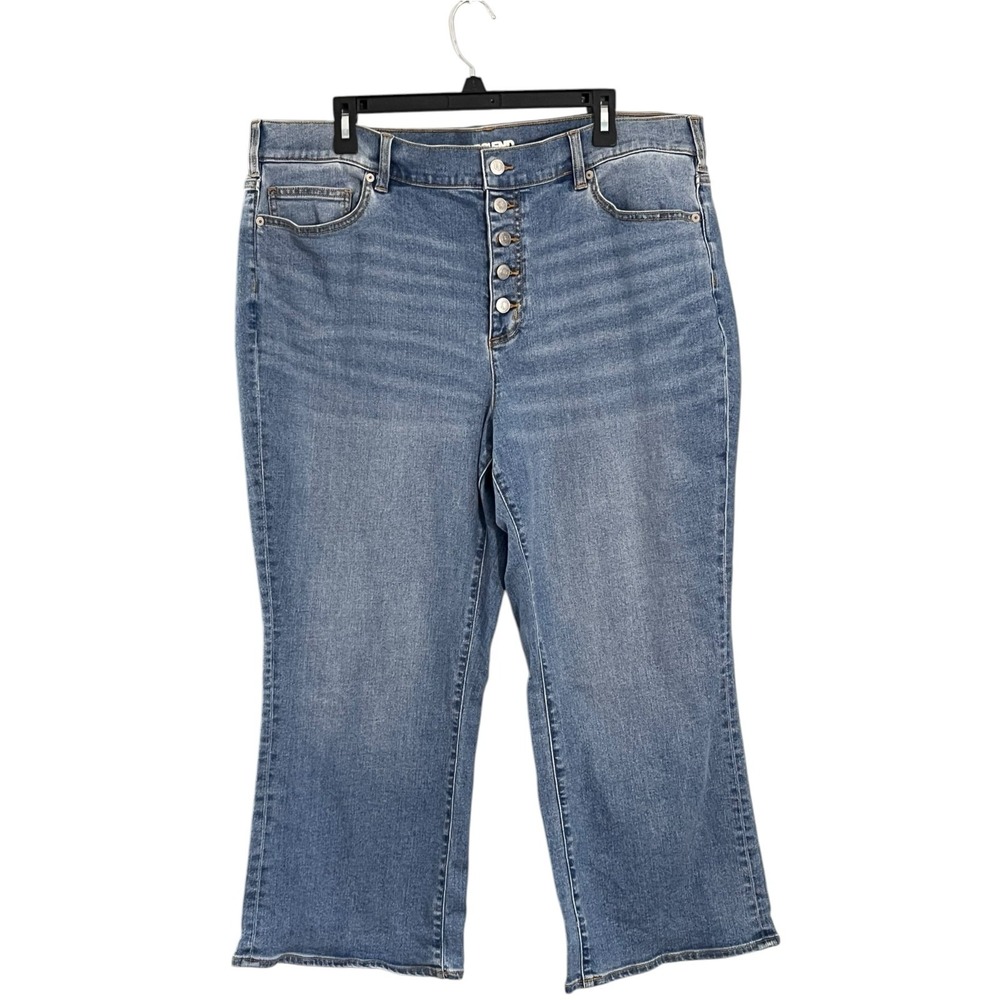 Lands' End NWT Women's Denim Capri Jeans Button Fly 20W Waist 38" Inseam 24"